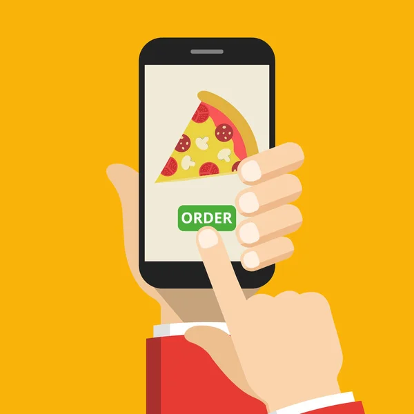 Illustrazione Vettoriale Del Concetto Fast Food Online Con Smartphone — Vettoriale Stock