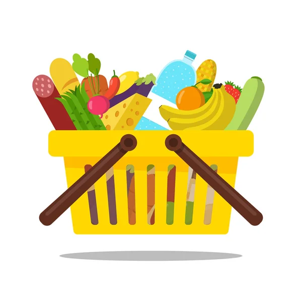 Warenkorb Mit Lebensmitteln Und Getränken Konzept Zur Online Bestellung Von — Stockvektor