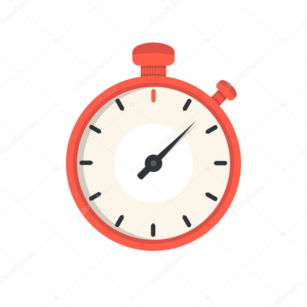 Vector illustration of red stopwatch over white background