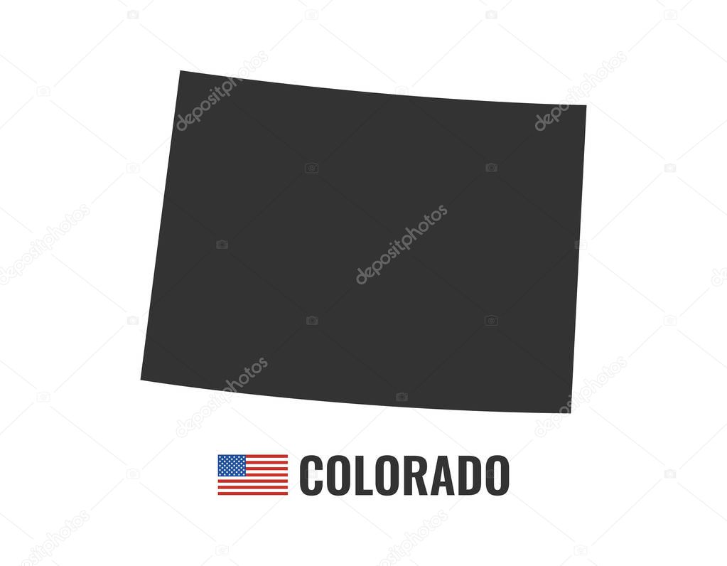 colorado map isolated on white background silhouette. colorado USA state. American flag. Vector illustration