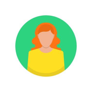 Kızıl saçlı kadın avatar simge vektör çizim