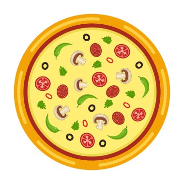 İtalyan pizza vektör çizim yakın çekim