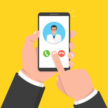 cep telefonu ile doktora çağrı vektör Illustration