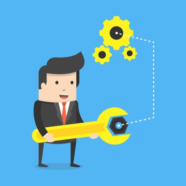 anahtar ile işadamı destek vektör Illustration