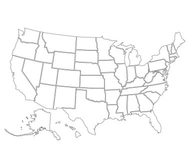 ABD, Amerika Birleşik Devletleri siyasi Haritası vektör illüstrasyon