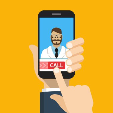 cep telefonu ile doktora çağrı vektör Illustration