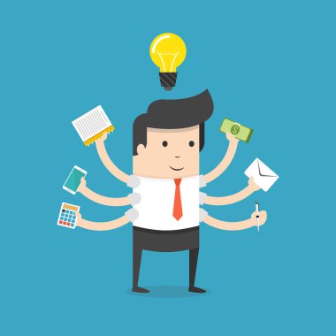 Çoklu görev iş işadamı vektör illüstrasyon