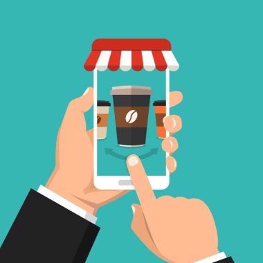 sipariş kahve online kavramı vektör illüstrasyon