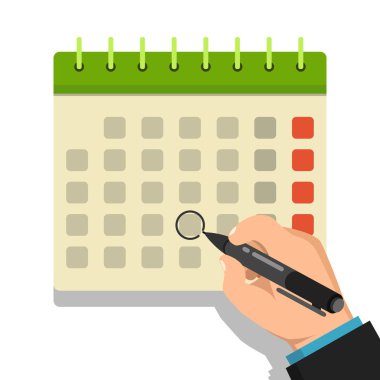 Beyaz arka plan üzerinde takvim el işaretleme gün vektör Illustration