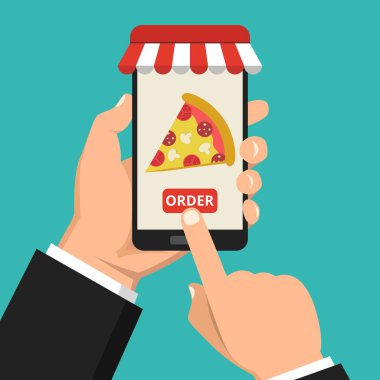 sipariş pizza online kavramı vektör illüstrasyon