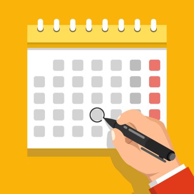 sarı arka plan üzerinde takvim el işaretleme gün vektör Illustration