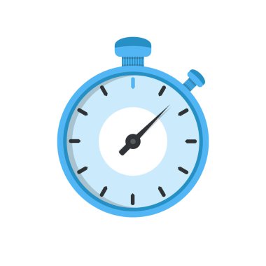 Beyaz zemin üzerinde mavi kronometre vektör çizim