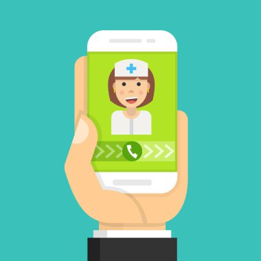 cep telefonu ile doktora çağrı vektör Illustration