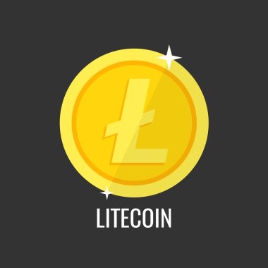 altın litecoin sikke logosu vektör illüstrasyon