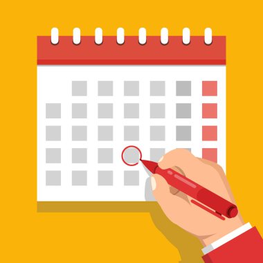 sarı arka plan üzerinde takvim el işaretleme gün vektör Illustration