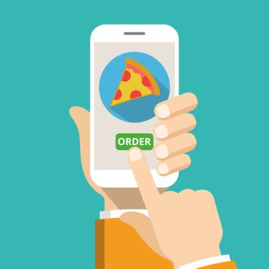 akıllı telefon ile online fast food sipariş kavramının vektör illüstrasyon