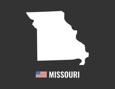 missouri harita üzerinde siyah arka plan siluet izole. Missouri ABD devlet. Amerikan bayrağı. Vektör çizim