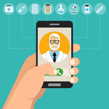 cep telefonu ile doktora çağrı vektör Illustration