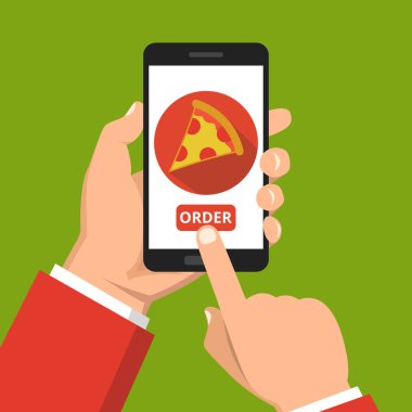 sipariş pizza online kavramı vektör illüstrasyon