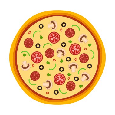 İtalyan pizza vektör çizim yakın çekim