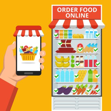 sipariş gıda online kavramı vektör illüstrasyon