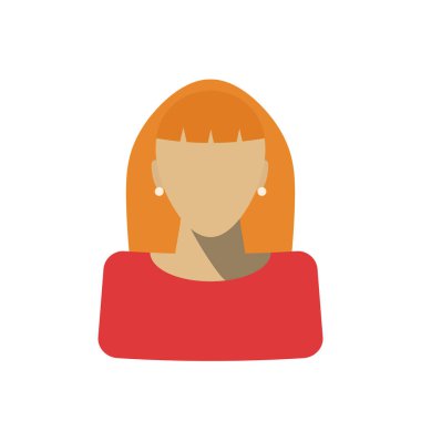Kızıl saçlı kadın avatar simge vektör çizim