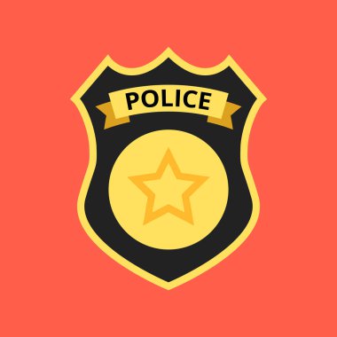 kırmızı arka plan üzerinde polis rozeti vektör Illustration