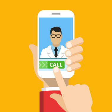cep telefonu ile doktora çağrı vektör Illustration