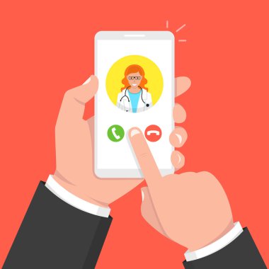 cep telefonu ile doktora çağrı vektör Illustration