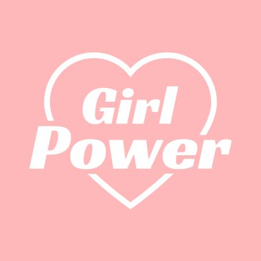 kalp ile pembe kız güç posteri vektör illüstrasyon