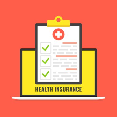 tıbbi sigorta vektör illüstrasyon, tıbbi bakım kavramı. Tıbbi pano.