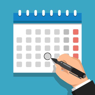 vektör Illustration el işaretleme günü takvim üzerinde deniz mavisi arka plan