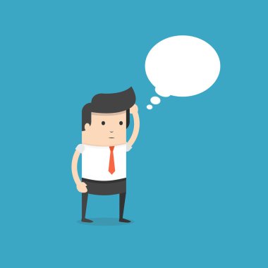 boş konuşma kabarcık ile işadamı düşünme vektör illüstrasyon