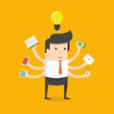 Çoklu görev iş işadamı vektör illüstrasyon