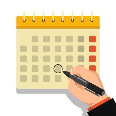 Beyaz arka plan üzerinde takvim el işaretleme gün vektör Illustration