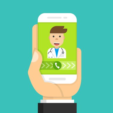 cep telefonu ile doktora çağrı vektör Illustration