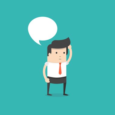 boş konuşma kabarcık ile işadamı düşünme vektör illüstrasyon