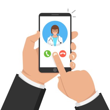 cep telefonu ile doktora çağrı vektör Illustration