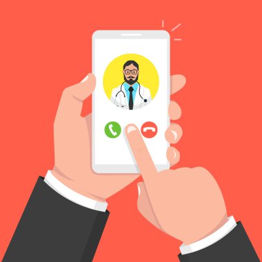 cep telefonu ile doktora çağrı vektör Illustration