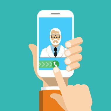 cep telefonu ile doktora çağrı vektör Illustration