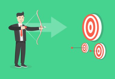 iş işadamı ve hedefleme kavramı vektör Illustration