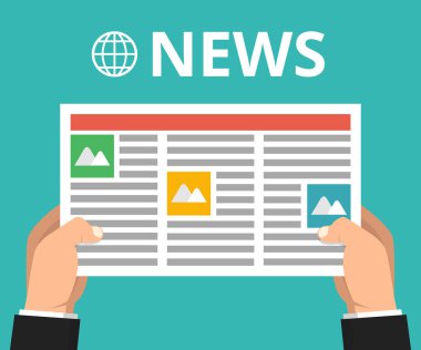 gazete tutan ellerin vektör illüstrasyon