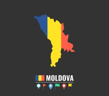 Yüksek Detaylı vektör moldova Haritası. Siyah arka plan üzerinde düz vektör çizim. 