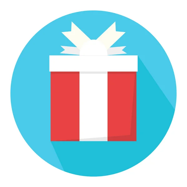 Red Present Bow Holiday Birthday Gift Box Vector Icon Blue — Stock Vector