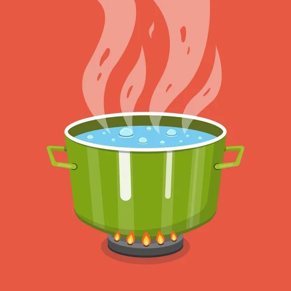 鍋の沸騰水のベクトルイラスト — ストックベクタ
