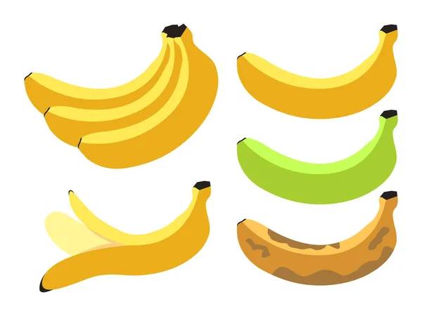 Ilustracji Wektorowych Bananów Zestaw — Wektor stockowy