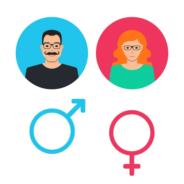 Mannelijke Vrouwelijke Icon Set Man Vrouw Gebruiker Avatar Vector Platte — Stockvector