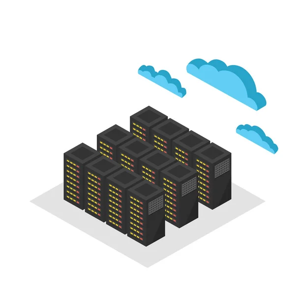 Vektorillustration Von Computer Datenbank Cloud Servern — Stockvektor