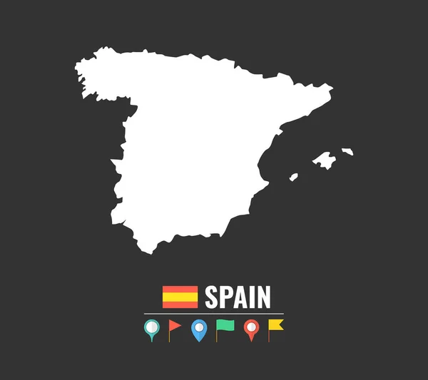Высокая Детальная Векторная Карта Испании Плоский Векторный Рисунок Черном Фоне — стоковый вектор