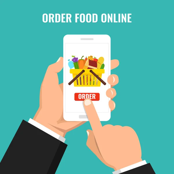 Sipariş Gıda Online Kavramı Vektör Illüstrasyon — Stok Vektör